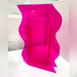 Hot Pink Acrylic Vase Organic Curvy Wave Aesthetic Decor